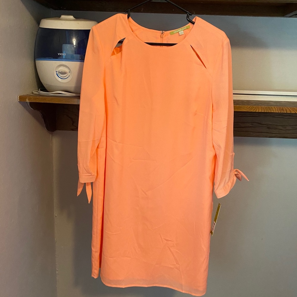 Gianni bini neon peach dress size large NWT